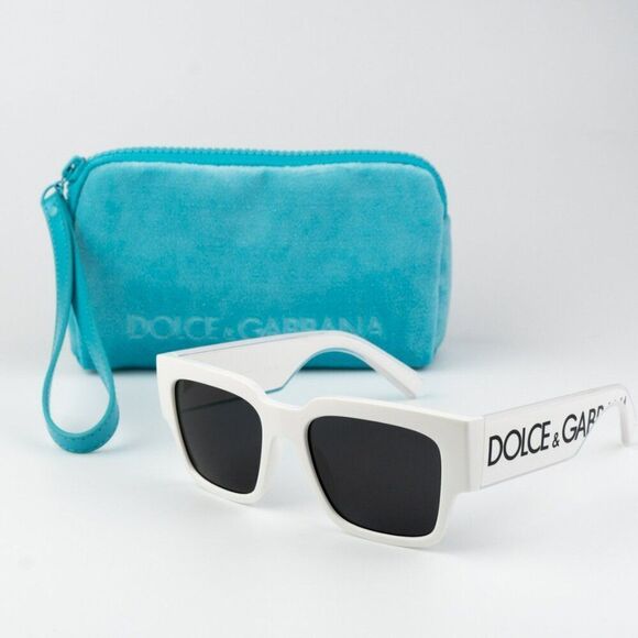 NEW D&G DG6184 331287 White Dark Grey Square Unisex Sunglasses - Picture 2 of 14